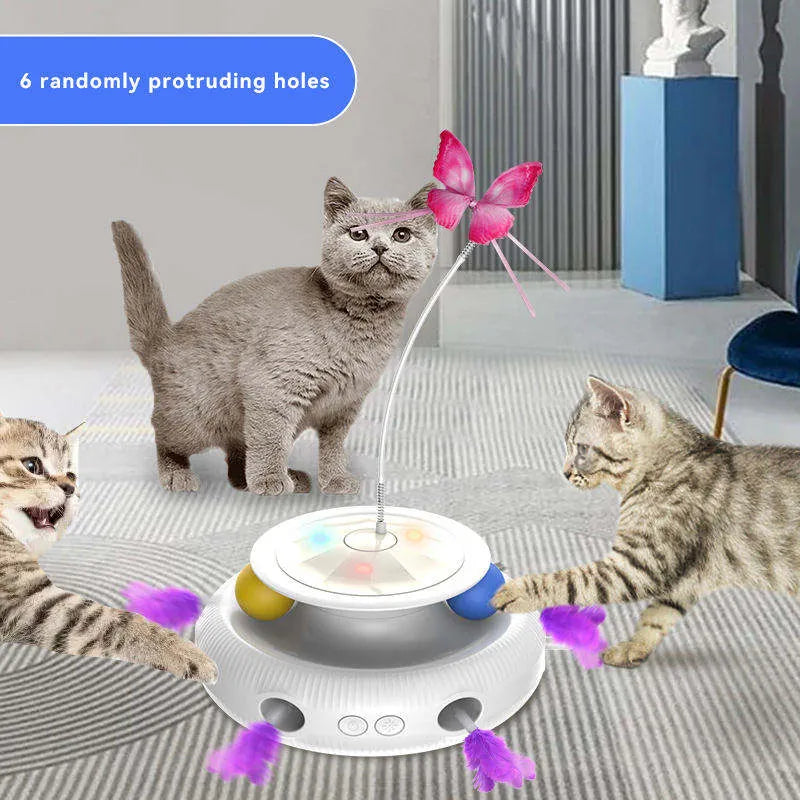 3-in-1 Automatic Interactive Cat Toy - Electronic Moving Ambush Feather & Hidden Laser - product photo 2