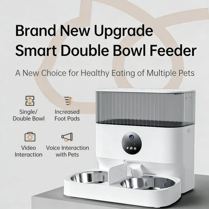WiFi App Control Smart Pet Feeder - 5L Large Capacity with Dual Stainless Steel Bowls - product photo 3