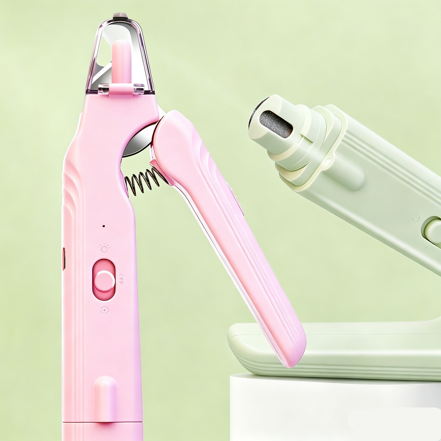 2-in-1 LED Pet Nail Grinder & Clipper – Quiet Electric Trimmer for Dogs & Cats | Waggy Pink