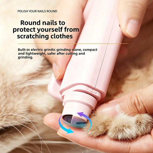 2-in-1 LED Pet Nail Grinder & Clipper – Quiet Electric Trimmer for Dogs & Cats | Waggy Pink - product photo 2