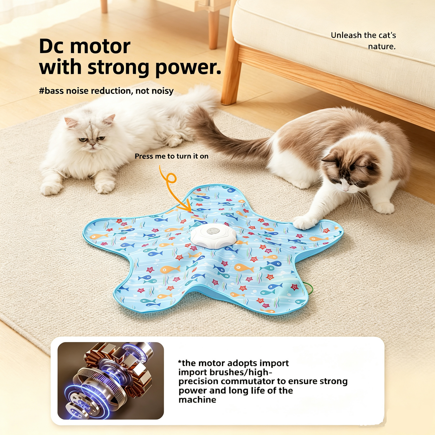 Waggy Bazaar Hide-and-Seek Automatic Cat Toy — Interactive Fun Disk with "Catch the Tail" Game for Indoor Cats, Multiple Speed Modes & Boredom Relief