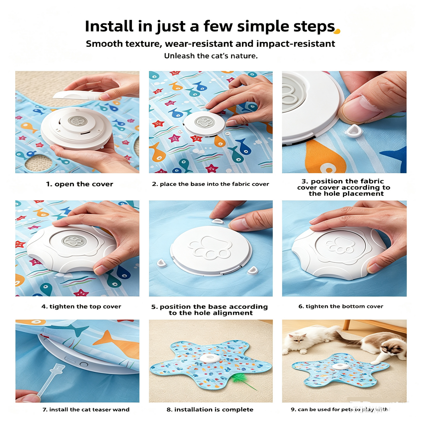 Waggy Bazaar Hide-and-Seek Automatic Cat Toy — Interactive Fun Disk with "Catch the Tail" Game for Indoor Cats, Multiple Speed Modes & Boredom Relief