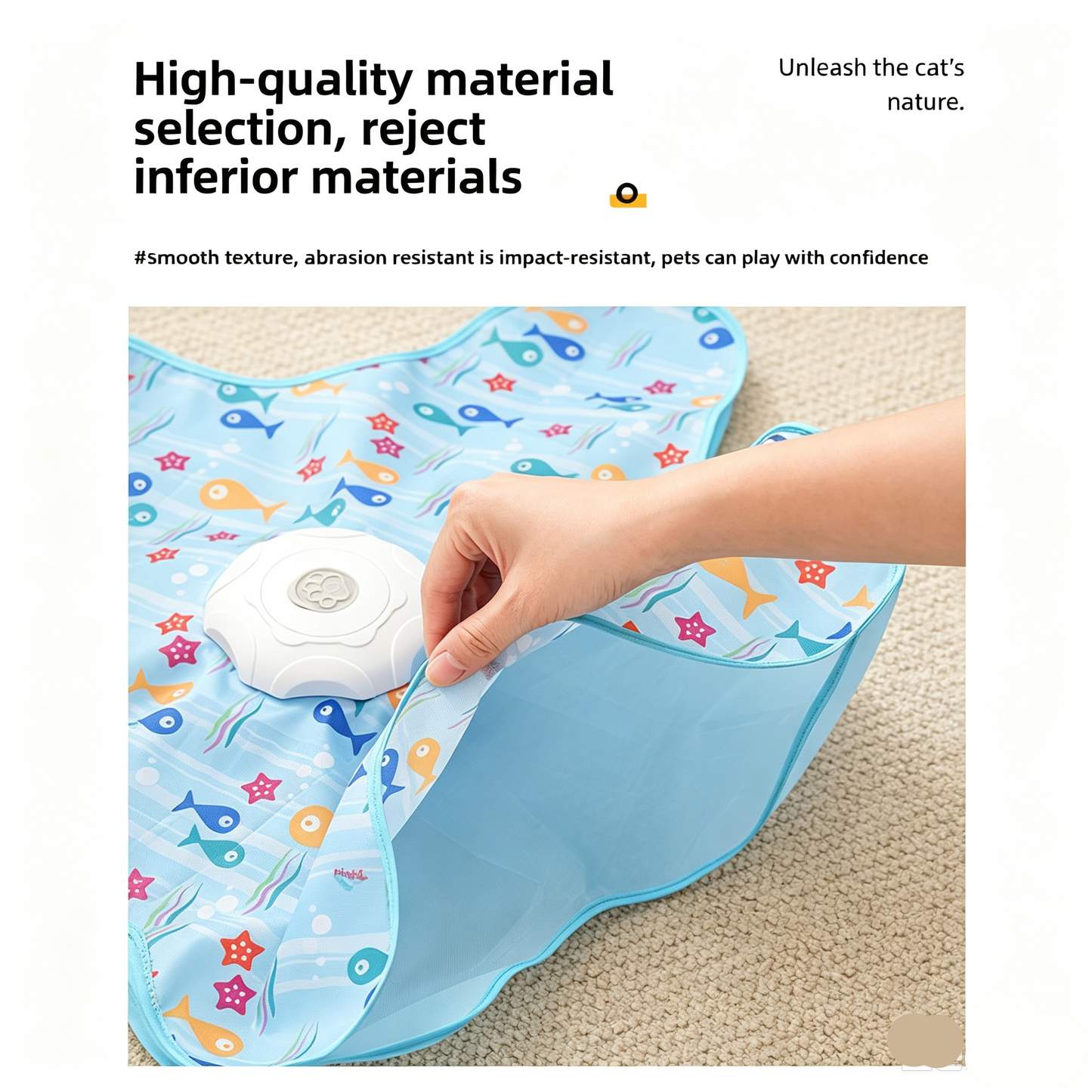 Waggy Bazaar Hide-and-Seek Automatic Cat Toy — Interactive Fun Disk with "Catch the Tail" Game for Indoor Cats, Multiple Speed Modes & Boredom Relief