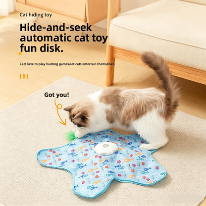 Waggy Bazaar Hide-and-Seek Automatic Cat Toy — Interactive Fun Disk with "Catch the Tail" Game for Indoor Cats, Multiple Speed Modes & Boredom Relief