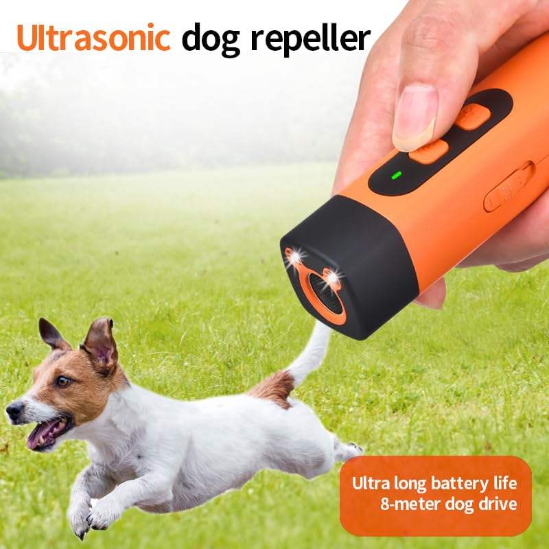 4-in-1 Ultrasonic Dog Bark Deterrent - 3-Mode Portable Training Tool with LED Flashlight