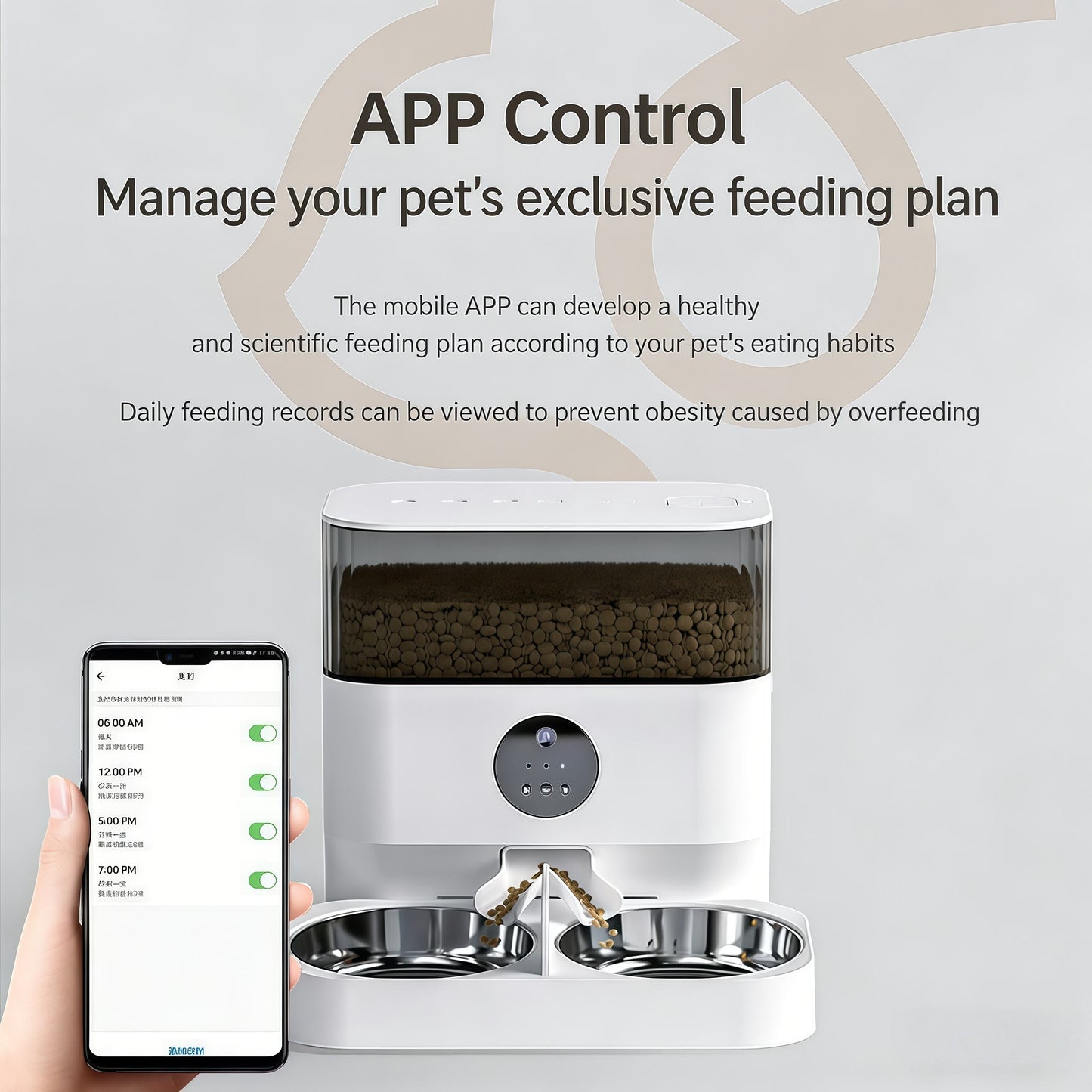 WiFi App Control Smart Pet Feeder - 5L Large Capacity with Dual Stainless Steel Bowls