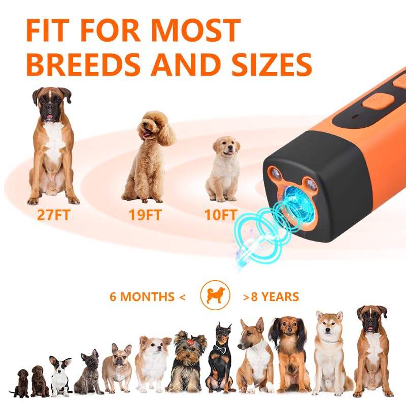4-in-1 Ultrasonic Dog Bark Deterrent - 3-Mode Portable Training Tool with LED Flashlight