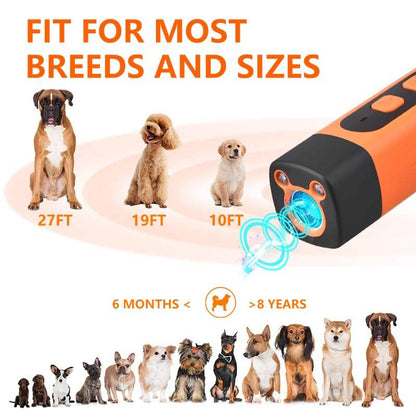 4-in-1 Ultrasonic Dog Bark Deterrent - 3-Mode Portable Training Tool with LED Flashlight