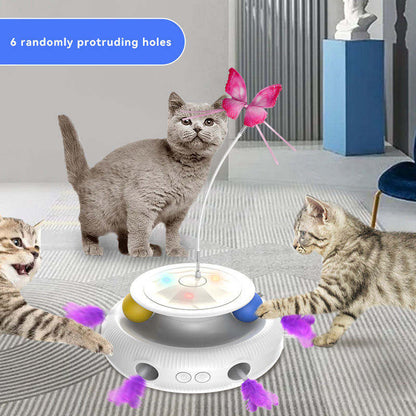 3-in-1 Automatic Interactive Cat Toy - Electronic Moving Ambush Feather & Hidden Laser