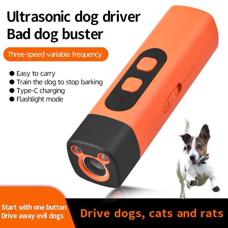 4-in-1 Ultrasonic Dog Bark Deterrent - 3-Mode Portable Training Tool with LED Flashlight