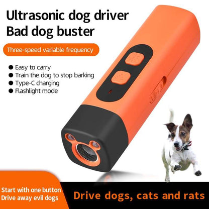4-in-1 Ultrasonic Dog Bark Deterrent - 3-Mode Portable Training Tool with LED Flashlight