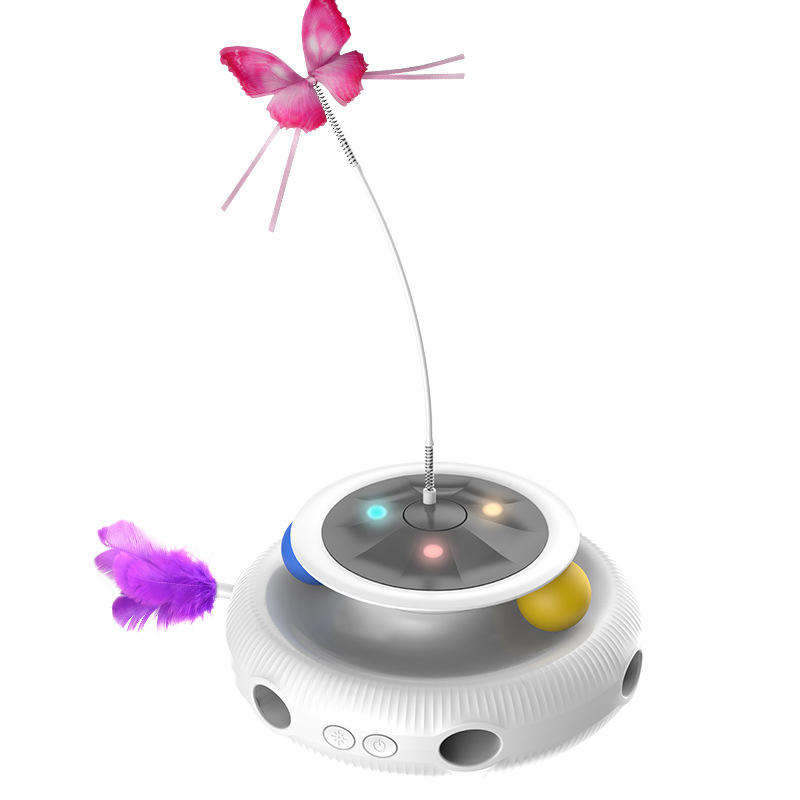 3-in-1 Automatic Interactive Cat Toy - Electronic Moving Ambush Feather & Hidden Laser