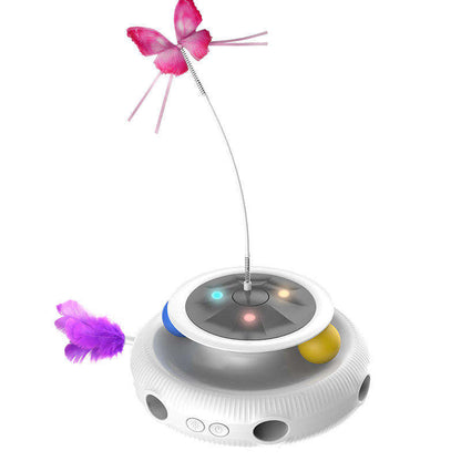 3-in-1 Automatic Interactive Cat Toy - Electronic Moving Ambush Feather & Hidden Laser