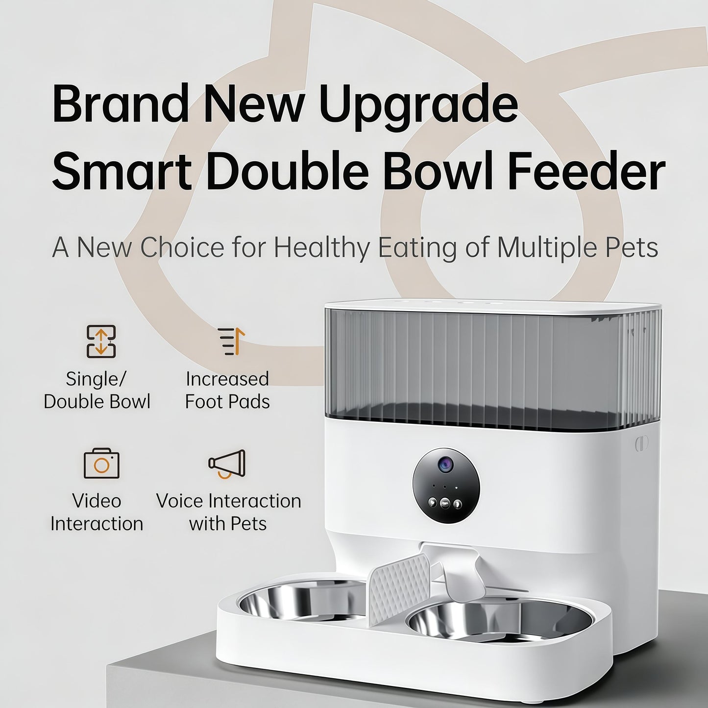 WiFi App Control Smart Pet Feeder - 5L Large Capacity with Dual Stainless Steel Bowls