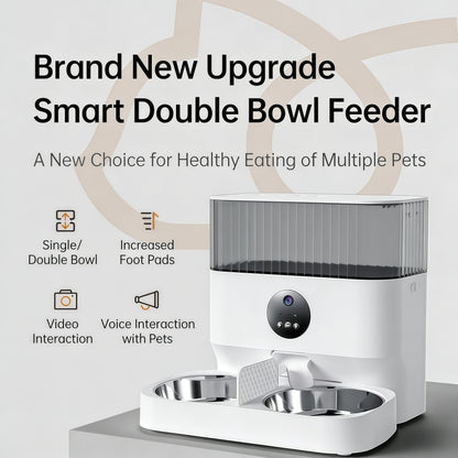 WiFi App Control Smart Pet Feeder - 5L Large Capacity with Dual Stainless Steel Bowls