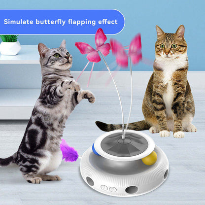 3-in-1 Automatic Interactive Cat Toy - Electronic Moving Ambush Feather & Hidden Laser