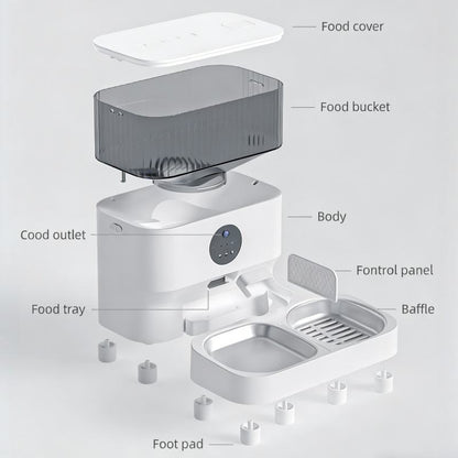 WiFi App Control Smart Pet Feeder - 5L Large Capacity with Dual Stainless Steel Bowls