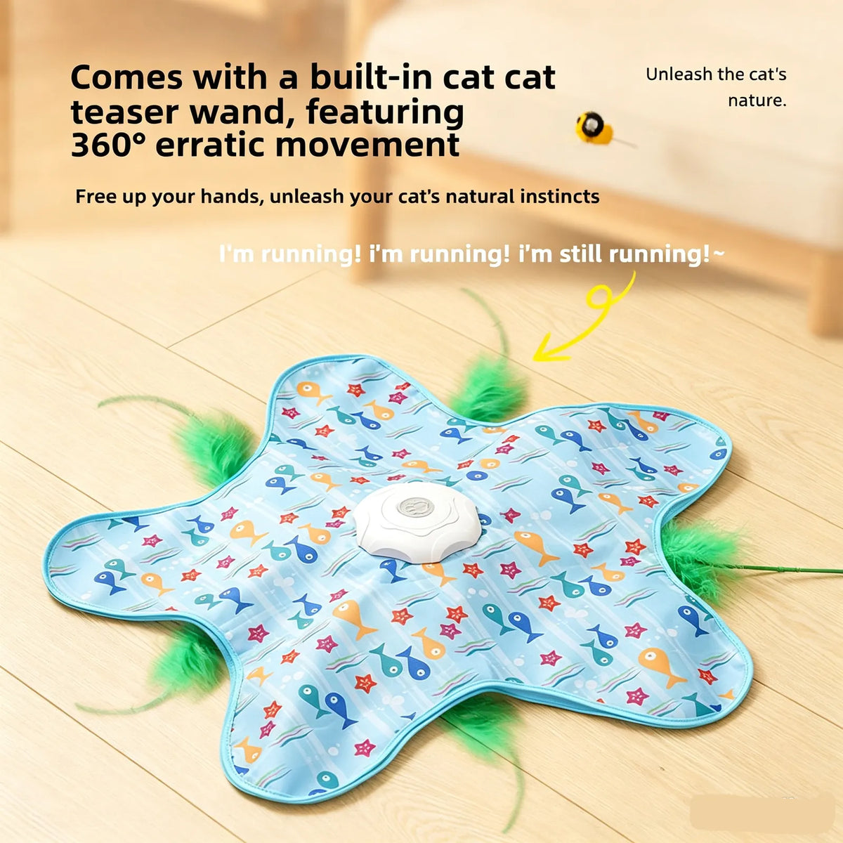 Waggy Bazaar Hide-and-Seek Automatic Cat Toy — Interactive Fun Disk with "Catch the Tail" Game for Indoor Cats, Multiple Speed Modes & Boredom Relief - product photo 3