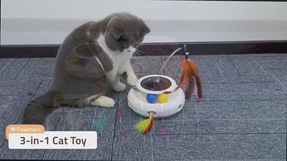 3-in-1 Automatic Interactive Cat Toy - Electronic Moving Ambush Feather & Hidden Laser